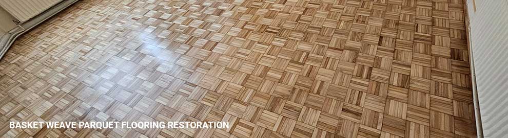 Basket weave parquet flooring restoration