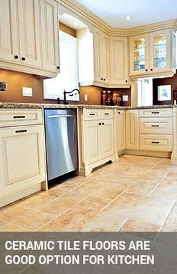 Ceramic tile floor in a kitchen